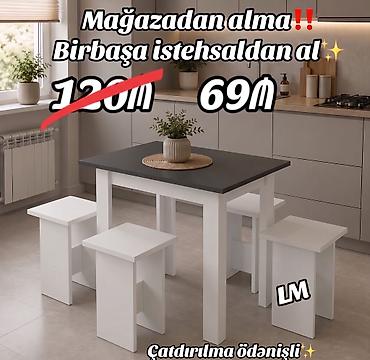 taburetka satilir: MASA + 4 TABURETKA Yeni və sifarişlə. Çox səmərəli və keyfiyyətli📌 — 2