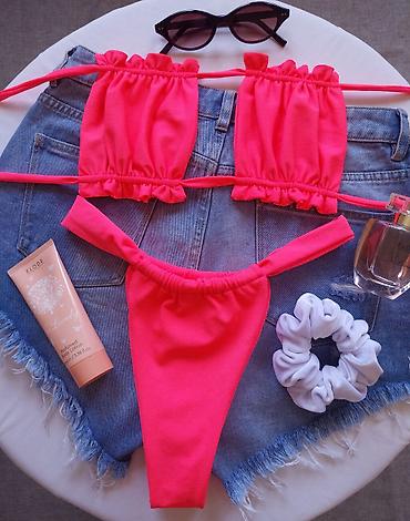 mini torbica: Dvodelni kupaći kostimi – neon pink i ljubičasti - Model: bikini sa — 6