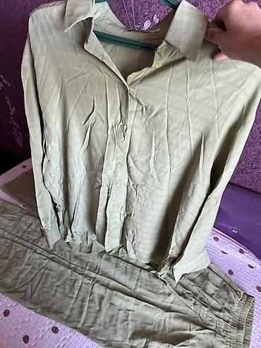 Костюм из легкой ткани: рубашка + широкие брюки - Цвет — 1