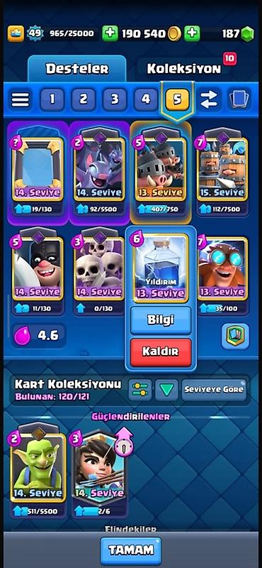 Digər kolleksiyalar: Clash Royale hesabı - Kral səviyyəsi: 49 - Qızıl: 190 540 - Cəvahir — 1