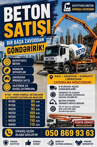 şifi: İnşaat betonu M-100, Həcm: 100000 kubmetr, Sifarişlə — 5