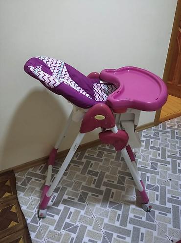 Uşaq dünyası: MAMALOVE uşaq yemək stulu - Rəng: çəhrayı/bənövşəyi, naxışlı oturacaq — 4
