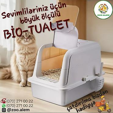 Böyük ölçülü BIO-TUALET – pişiklər üçün qapalı qum qabı - Ölçü: 60.6sm