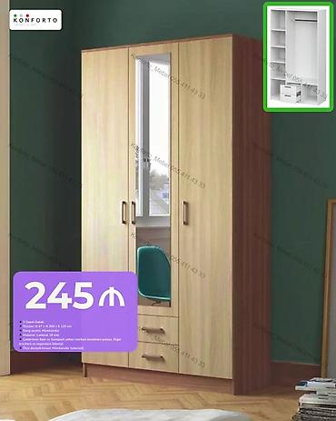 3 Qapılı Dolab – Konforto Mebel • Ölçülər: 47 sm (dərinlik) × 200 sm
