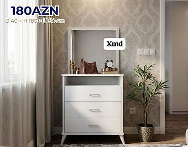 kamot mebel: Ağ rəngli tualet masası/komod dəsti - Ölçülər: D 40 × H 180 × U 80 sm — 1