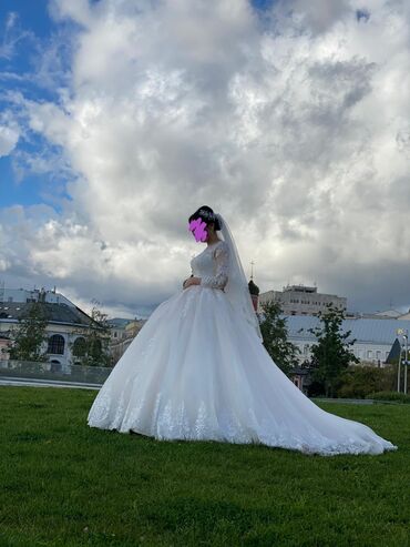 Свадебные платья: Свадебное платье, Со шлейфом, Фатин, Пышное, Кружево, Б/у — 7