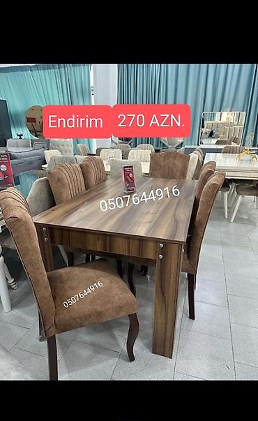 gence stol: Qonaq otağı üçün, Yeni, Açılmayan, Dördbucaq masa, 6 stul — 1