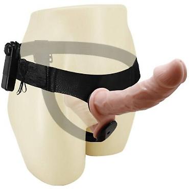 Товары для взрослых: Двойной страпон на женщину с вибрацией и пультом: основная длина 17,5 — 3