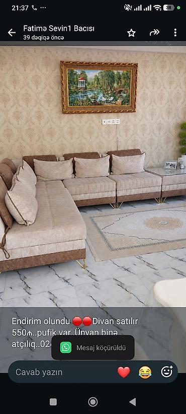 cücə satışı: Endirim olundu 🛑🛑Divan satılır 550₼. pufik var. Ünvan binə — 1