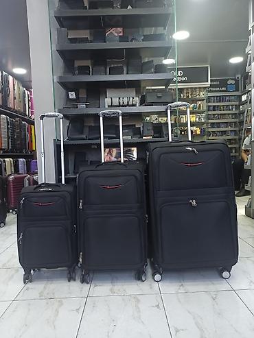 Çamadanlar: 3-lü tekstil çamadan dəsti – qara rəng - Ölçülər: kiçik, orta və — 1