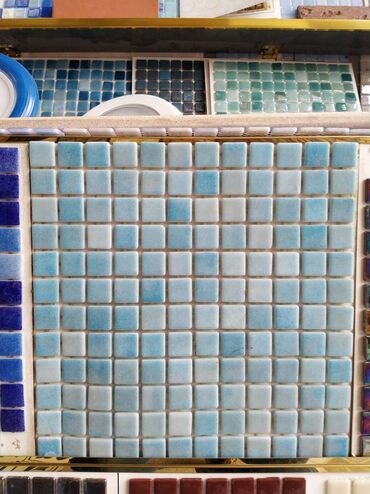 duş kranları: Mavi tonlarda keramika mozaika kafel paneli - Material: keramika -