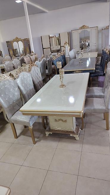 Masa və oturacaq dəstləri: Qonaq otağı üçün, Yeni, Açılmayan, Oval masa, 8 stul — 23