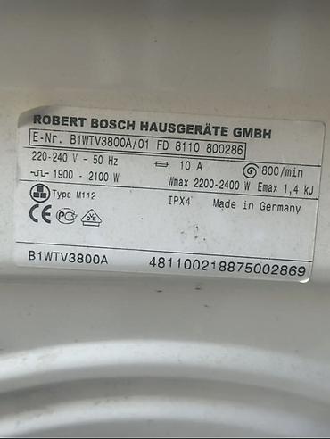 gurcustan: Bosch paltaryuyan maşın – model B1WTV3800A/01 (Robert Bosch Hausgeräte — 1