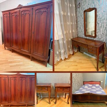 ткань на мебель: Двуспальная кровать, Шкаф, Трюмо, 2 тумбы, Румыния, Б/у at lalafo.az ткань на мебель: Двуспальная кровать, Шкаф, Трюмо, 2 тумбы, Румыния, Б/у