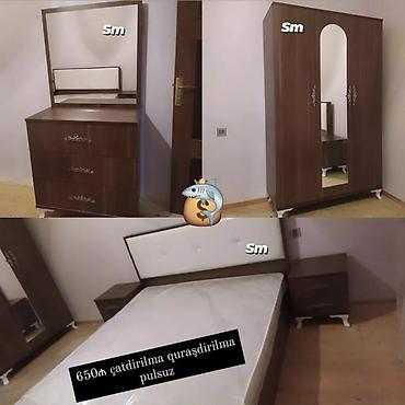 plasiq qapi: Yataq otağı dəsti - Tərkibi: 1 nəfərlik çarpayı (yumşaq başlıqla), 2 — 1