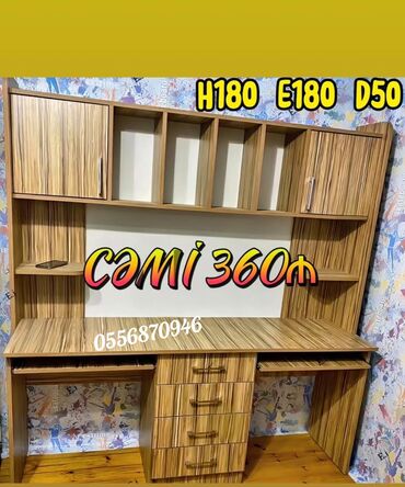 Uşaq masaları: Oğlan və qız üçün, Yeni, Siyirməli, Yazı masası, Stulsuz — 5