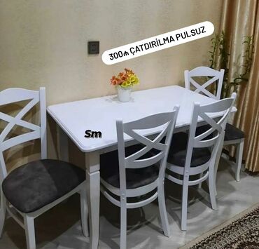 Masa və oturacaq dəstləri: Mətbəx üçün, Yeni, Açılan, Dördbucaq masa, 4 stul — 23
