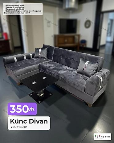 Ev və bağ: Künc divan – 260×160 sm - Mexanizm: açılan, bazalı (yataq funksiyalı — 1
