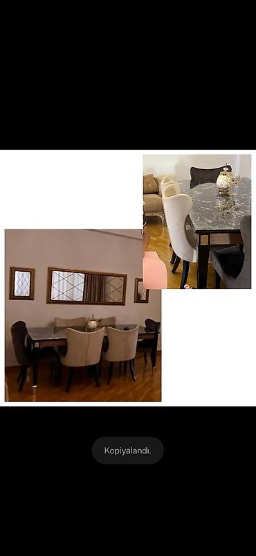 madera mebel qiymetleri: Endirim Masa 6 stul 550azn. Masanın üstü mərmər teksturalıdı. Kilim — 1