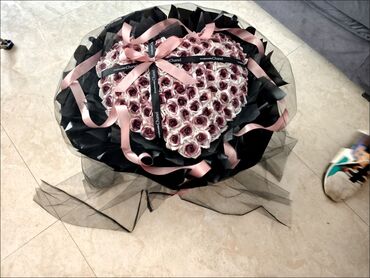 искусственные цветы: ❤️ Букет-сердце Chanel в бордово-белых тонах Выражение страсти и