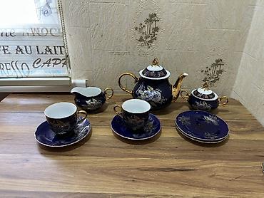 boşqab dəstləri: Çay dəsti, rəng - Göy, Farfor — 1