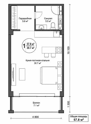 продажа квартира: Пос. Нардаран, 1 комната, Новостройка, 57 м² — 7