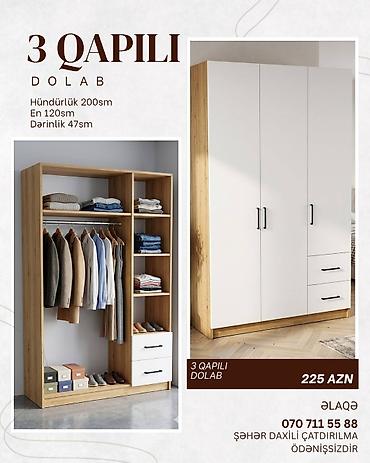 imperial mebel: 3 qapılı geyim dolabı Ölçülər: - Hündürlük: 200 sm - En: 120 sm - — 1
