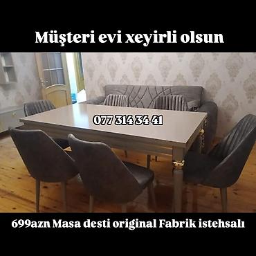 Masa dəsti – orijinal fabrik istehsalı - Dəst: geniş yemək masası + 6