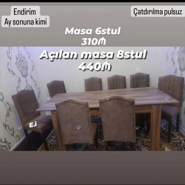 Masa və oturacaq dəstləri: Qonaq otağı üçün, Yeni, Açılan, Dördbucaq masa, 6 stul -da lalafo.az — 13 Masa və oturacaq dəstləri: Qonaq otağı üçün, Yeni, Açılan, Dördbucaq masa, 6 stul — 13