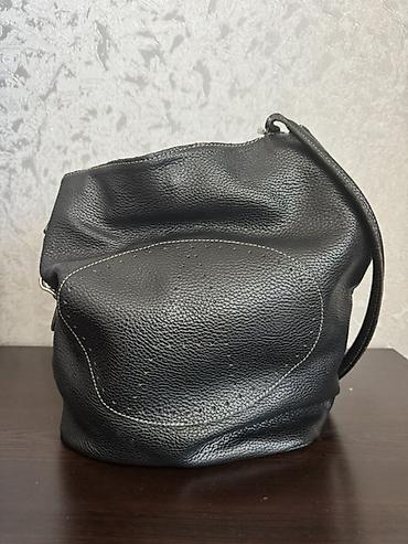 Çantalar: Qara dəridən çiyin çantası - Material: yumşaq teksturalı süni dəri - — 2