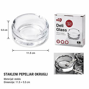 KMT Glatki stakleni pepeljar 3280607 Opis: - Okrugli, glatki pepeljar