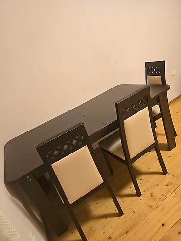 Mebel: Qonaq otağı üçün, İşlənmiş, Açılan, Dördbucaq masa, 6 stul — 2