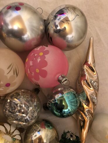 Yeni il oyuncaqları və bəzəkləri: Məhsul: Şaxta baba və Yeni il ağacı üçün qədim şüşə oyuncaqlar dəsti — 6