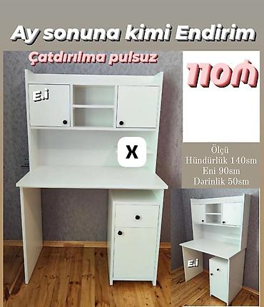 Ağ rəngli kompüter və yazı masası, üst hissəsində çoxfunksiyalı rəf və lalafo.az -da Ağ rəngli kompüter və yazı masası, üst hissəsində çoxfunksiyalı rəf və
