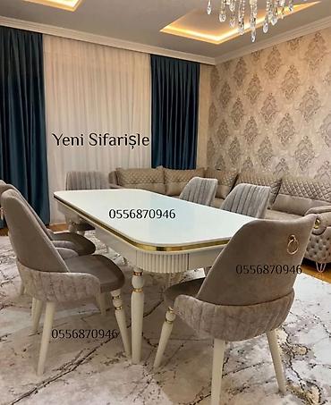 ders masa: Qonaq otağı üçün, Yeni, Açılmayan, Dördbucaq masa, 6 stul — 4