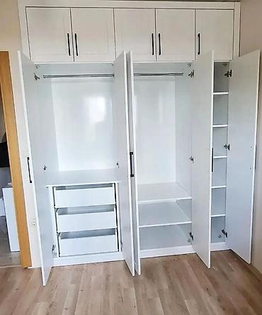 Sifarişlə dolablar: Düz dolab, Dəhliz üçün, Yataq otağı üçün, Paltar üçün, Açılan, Korpuslu, 5 qapı — 8