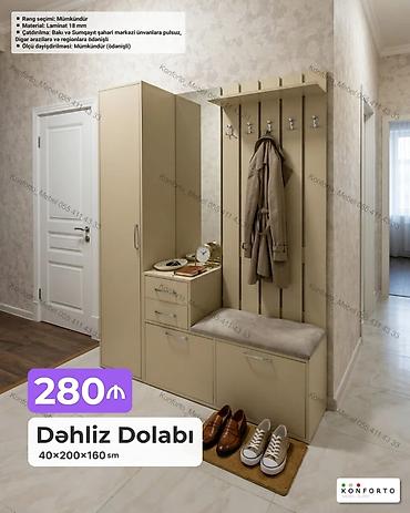 açıq çəngəl: Dəhliz dolabı – 40×200×160 sm - Komplekt: asılqanlı panel (6 ədəd — 1