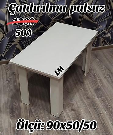 yığılıb açılan stol: Ağ rəngli çoxməqsədli stol. - Ölçü: 90×50×50 sm - Sadə və minimal — 1