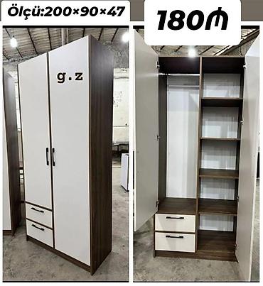 tekstil: İki qapılı paltar dolabı - Ölçü: 200 × 90 × 47 sm - Rəng: ağ ön — 1