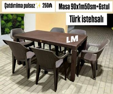 Taburetlər: Yeni Plastik masa dəsti📌 Türk istehsalı masa+6STUL 📌 Qiymət: 250₼