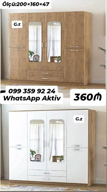 qardirob: Məhsul: Güzgülü paltar şkafı - Ölçü: 200 × 160 × 47 sm (şəkildə — 1