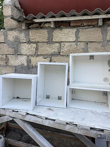 ev stolu: Ağ rəngli divar rəfləri dəsti - Dəst: 4 ədəd ayrı kvadrat/düzbucaqlı — 2