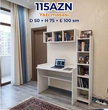 Yazı masası və rəf dəsti Ölçülər: - Dərinlik: 50 sm - Hündürlük: 75