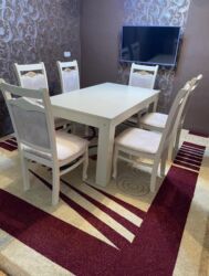 стол стул для зала: Для гостиной, Б/у, Нераскладной, Прямоугольный стол, 6 стульев