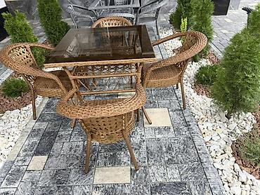 деревянные стол: Комплект садовой мебели, Кресла, Ротанг — 8