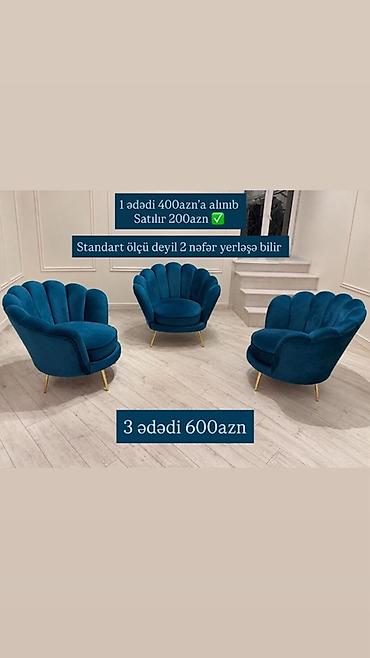 bag ucun stol stullar: Məhsul: 3 ədəd zümrüd-mavi qoltuq (qonaq otağı və ya obyekt üçün) - — 2