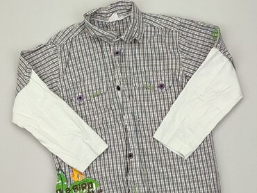 body chłopięce długi rękaw: Koszula 4-5 lat, stan - Dobry, wzór - Kratka, kolor - Szary