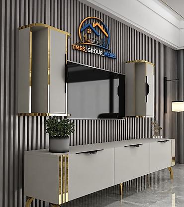 TV altlığı: TV stend dəsti – müasir dizayn, qızılı detallar Komplekt: - 1 ədəd TV — 2