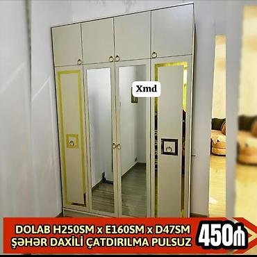 dolab yigilmasi: Geniş güzgülü paltarkabı dolab - Ölçülər: H 250 sm x E 160 sm x D 47 — 1
