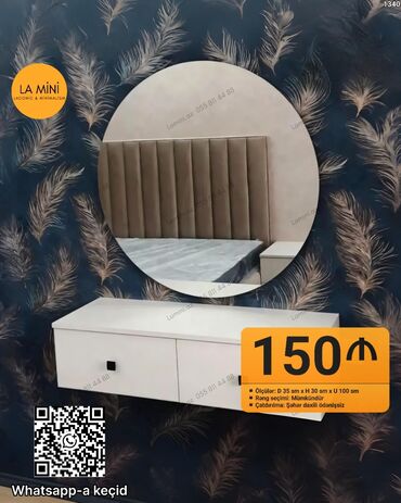 рама для зеркала: Asıl məhsul: Asma divar konsolu + dairəvi güzgü dəsti - Minimalist